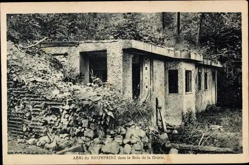 Ak Varennes und Argonne Maas, Schutzhütte des Kronprinz im Bois de la Grurie