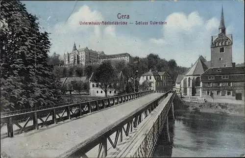 Ak Untermhaus Gera in Thüringen, Adelheidbrücke, Kirche, Schloss Osterstein