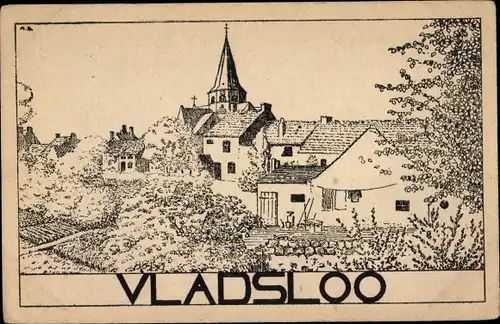 Künstler Ak Vladslo Westflandern Belgien, Teilansicht, Kirche