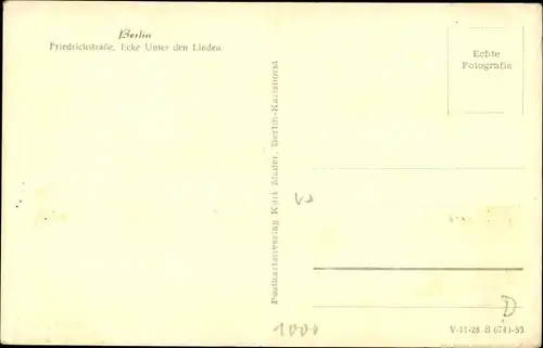 Ak Berlin Mitte, Friedrichstraße, Ecke Unter den Linden, Haus der Schweiz