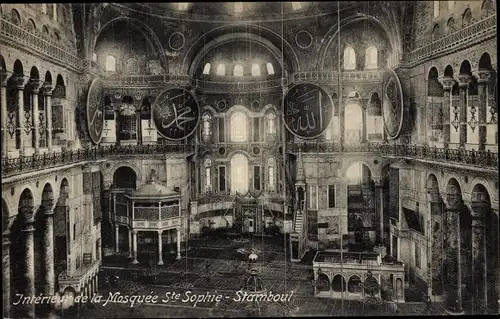 Ak Konstantinopel Istanbul Türkei, Innenraum der Hagia Sophia Moschee