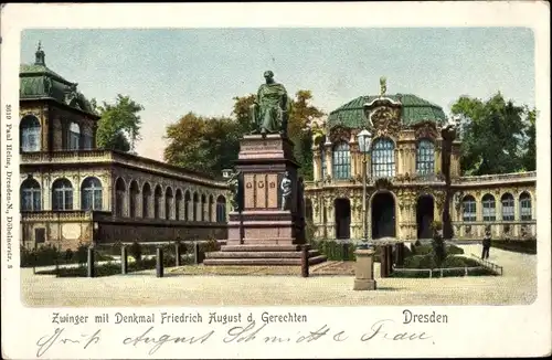 Ak Dresden Altstadt, Königlicher Zwinger, Denkmal Friedrich Augst des Gerechten