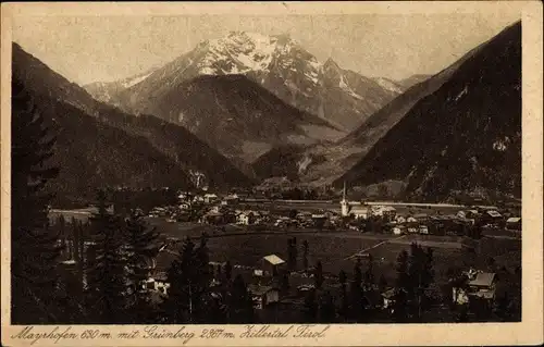 Ak Mayrhofen im Zillertal Tirol, Gesamtansicht, Grünberg