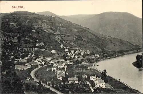 Ak Dolní Zálezly Salesel Elbe Region Aussig, Panorama vom Ort