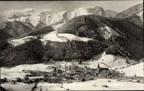 Ak Aflenz Steiermark, Wintersportplatz, Ortspanorama, Hochschwab