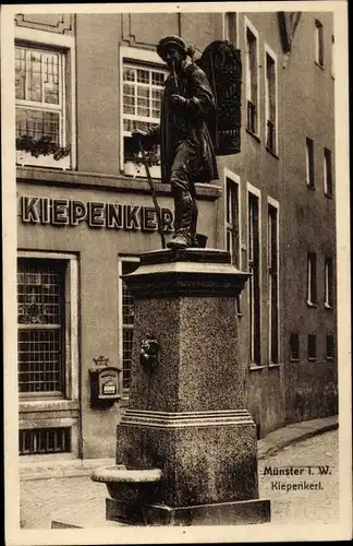 Ak Münster in Westfalen, Denkmal Kiepenkerl, Gebäude Kiepenkerl