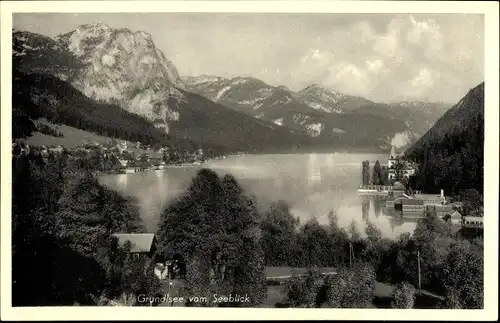 Ak Grundlsee Steiermark, Ortsansicht, Berge