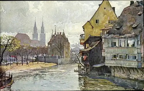 Künstler Ak Schmidt, Franz, Nürnberg, an der Insel Schütt