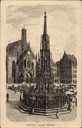 Ak Nürnberg in Mittelfranken, Schöner Brunnen