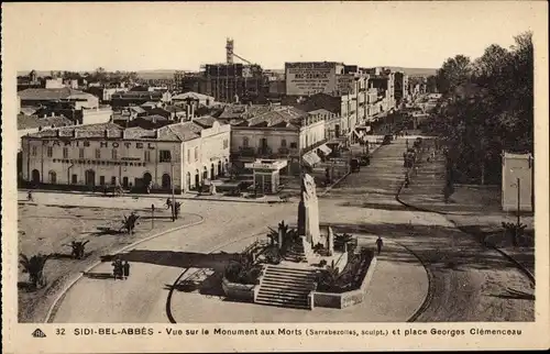 Ak Sidi Bel Abbès Algerien, Kriegsdenkmäler, Place Georges Clemenceau