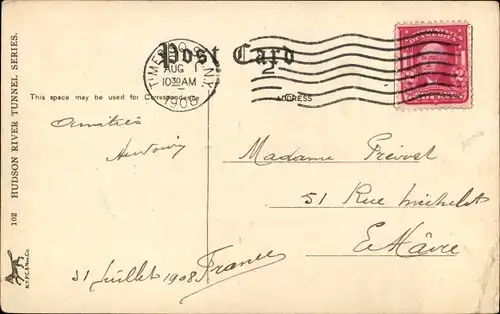 Ak New York USA, linker Gleis an der Christopher Street, Blick in Richtung Hoboken