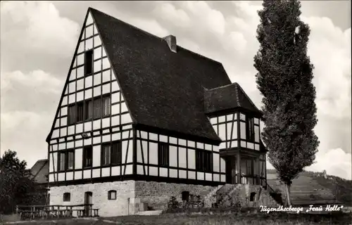 Ak Heidingsfeld Würzburg am Main Unterfranken, Blick auf Jugendherberge Frau Holle, Fachwerkhaus