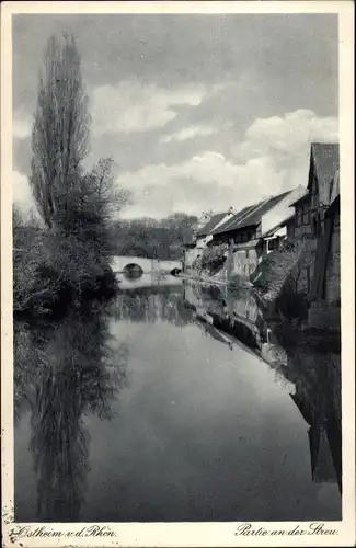 Ak Ostheim vor der Rhön Unterfranken, Partie Streu, Brücke