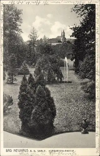 Ak Bad Neuhaus Bad Neustadt an der Saale Unterfranken, Kurgarten-Partie