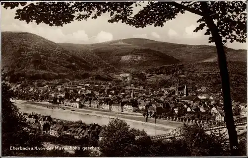 Ak Eberbach am Neckar, die Stadt von der Marienhöhe gesehen