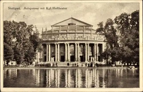Ak Stuttgart in Württemberg, Anlagensee, königliches Hoftheater