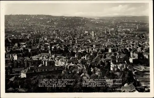 Ak Stuttgart am Neckar, Ortsansicht von oben