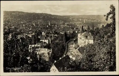 Ak Stuttgart, Wohnsiedlung, Straße, Villen, Panorama