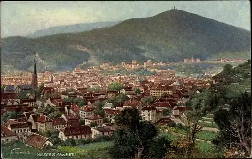 Künstler Ak Neustadt an der Weinstraße, Ortsansicht, Kirche