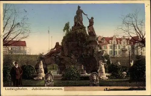 Ak Ludwigshafen am Rhein, Jubiläumsbrunnen, Mann
