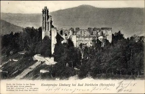 Ak Bad Dürkheim am Pfälzerwald, Ruine Kloster Limburg, Gedicht