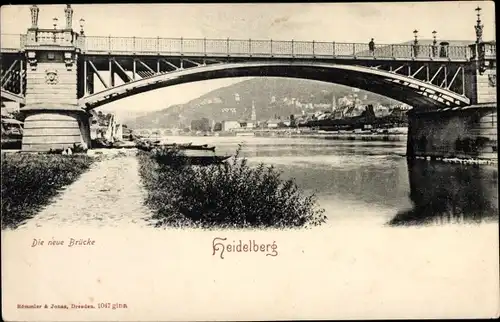 Ak Heidelberg am Neckar, die neue Brücke