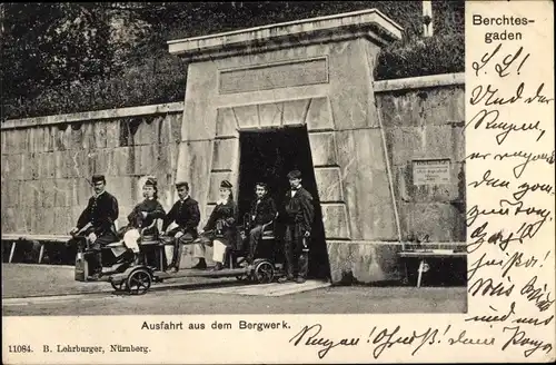 Ak Berchtesgaden in Oberbayern, Ausfahrt aus dem Bergwerk