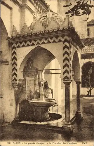 Ak Algier Algier Algerien, Große Moschee, Brunnen