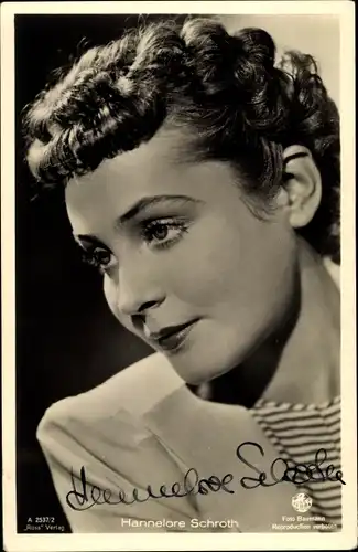Ak Schauspielerin Hannelore Schroth, Portrait, Autogramm