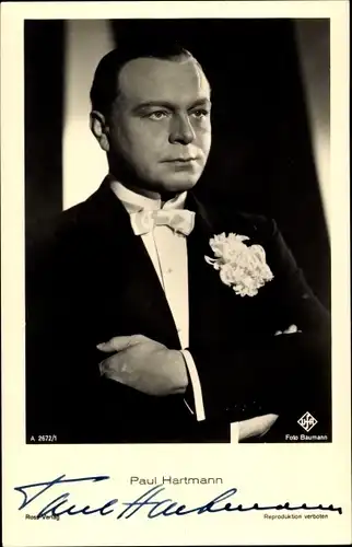Ak Schauspieler Paul Hartmann, Portrait, Autogramm