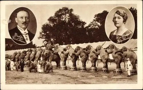Ak Circus Krone, Elefanten, Dressur, Direktor Carl Krone, Portrait