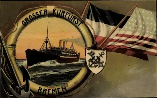 Passepartout Ak Dampfschiff Großer Kurfürst, Norddeutscher Lloyd Bremen