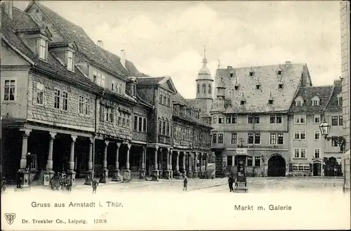 Ak Arnstadt in Thüringen, Markt mit Galerie
