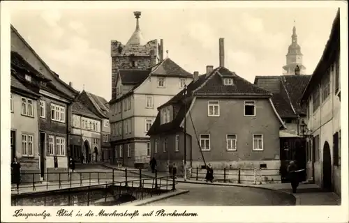 Ak Bad Langensalza in Thüringen, Blick in die Maerkerstraße mit Storchenturm