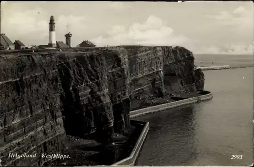 Ak Nordseeinsel Helgoland, Westklippe, Leuchtturm