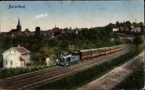 Ak Burscheid in Nordrhein Westfalen, Lokomotive in Fahrt, Ort