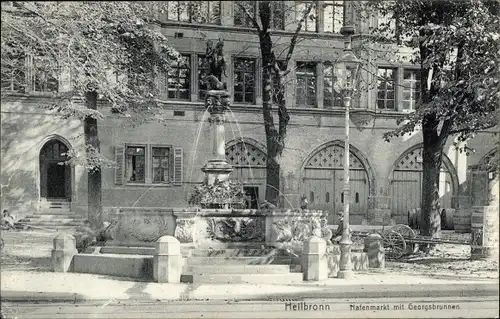 Ak Heilbronn am Neckar, Hafenmarkt mit Georgsbrunnen