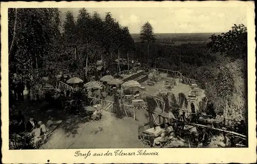 Ak Clenze in Niedersachsen, Gasthof zum Blockhaus, Terrasse