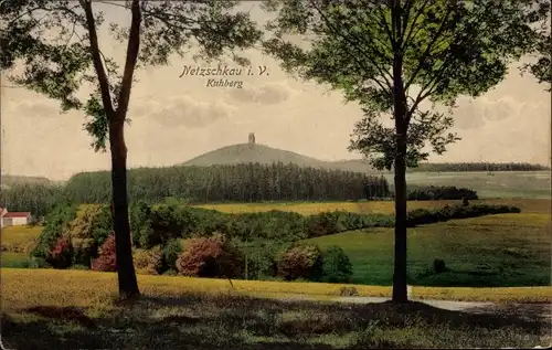Ak Netzschkau im Vogtland, Panorama mit Kuhberg