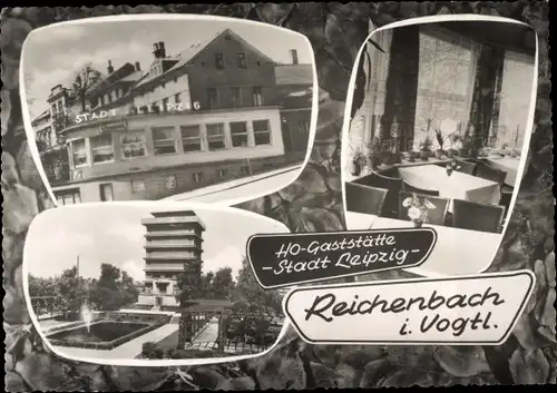Ak Reichenbach im Vogtland, HO-Gaststätte Stadt Leipzig, Wasserturm