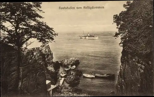 Ak Bornholm Dänemark, Bootshafen von Helligdommen