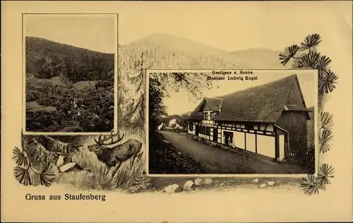 Ak Staufenberg Gernsbach Baden Württemberg, Gasthof z. Sonne, Ort, Umgebung