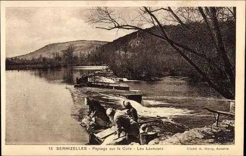 Ak Sermizelles Yonne, Landschaft auf der Heilung, den Wäschern