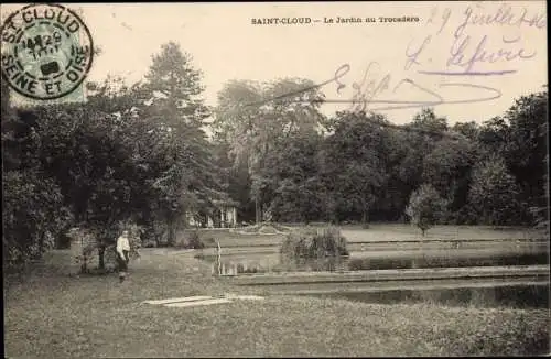 Ak Saint Cloud Hauts de Seine, Le Jardin du Trocadero