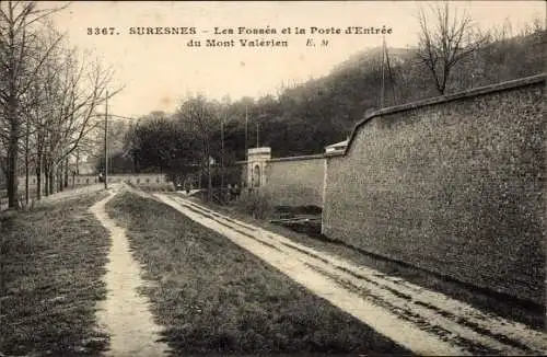 Ak Suresnes Hauts de Seine, Les Fosses und das Eingangstor zum Mont Valerien