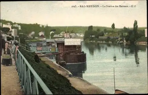 Ak Bas Meudon Hauts de Seine, La Station des Bateaux, Chocolat Menier