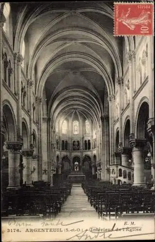 Ak Argenteuil Val d'Oise, Innenraum der Kirche