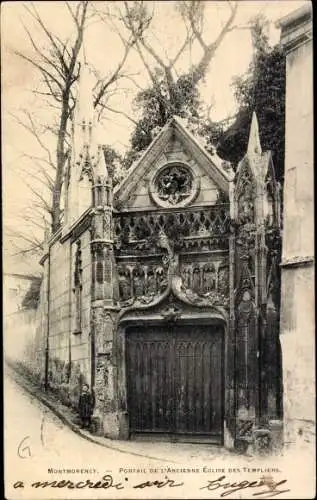 Ak Montmorency Val d'Oise, Portal der alten Templerkirche