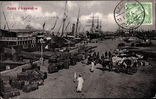 Ak Alexandria, Ägypten, Docks, Hafen