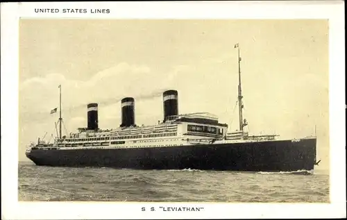 Ak Steamer SS Leviathan, Dampfschiff, United States Lines, USL